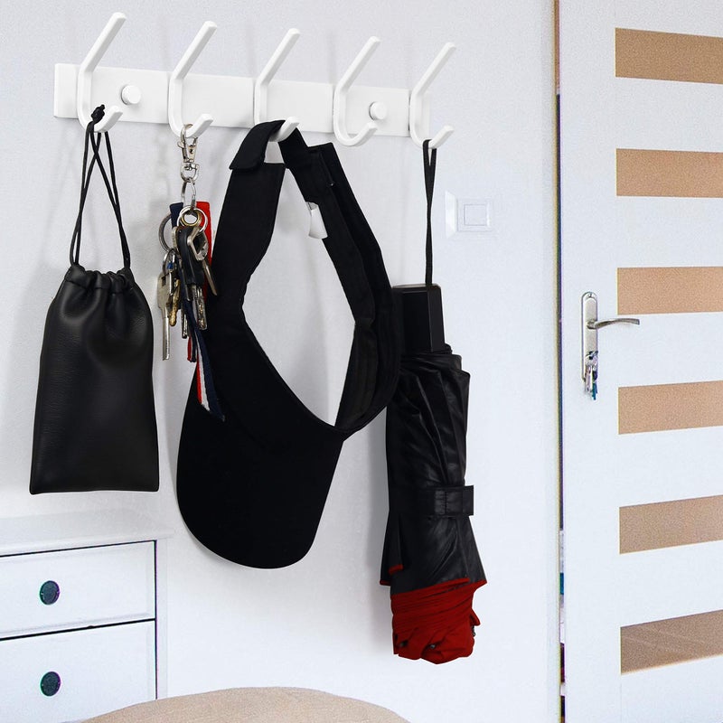 WEBI Coat Rack Wall Mounted,Coat Hooks Wall Mount,Wall Coat Hanger,5 Hooks for Hanging Jacket,Coats,Hats,Clothes,White,2 Packs - Image 3